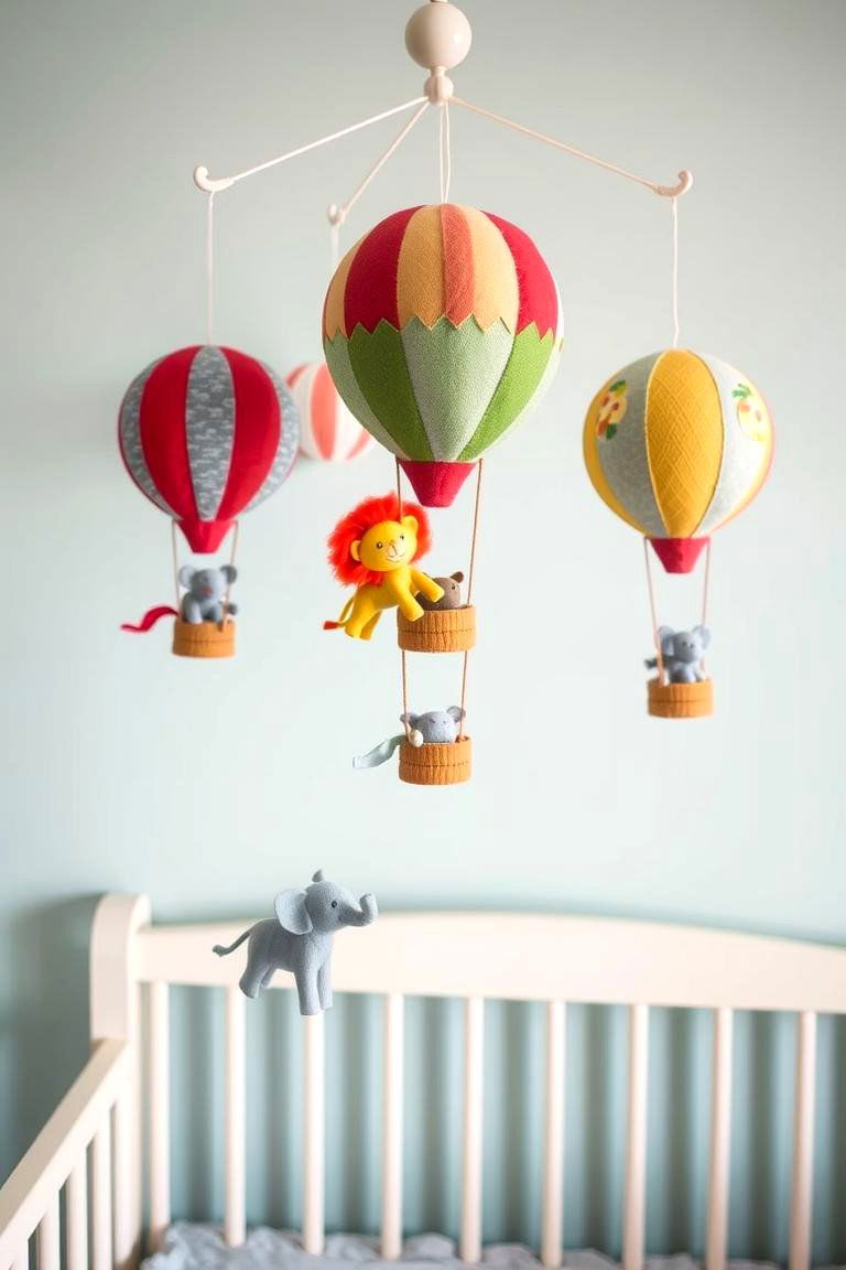 Safari Adventure Mobile with Hot Air Balloons - 24 Safari Nursery Decor Ideas