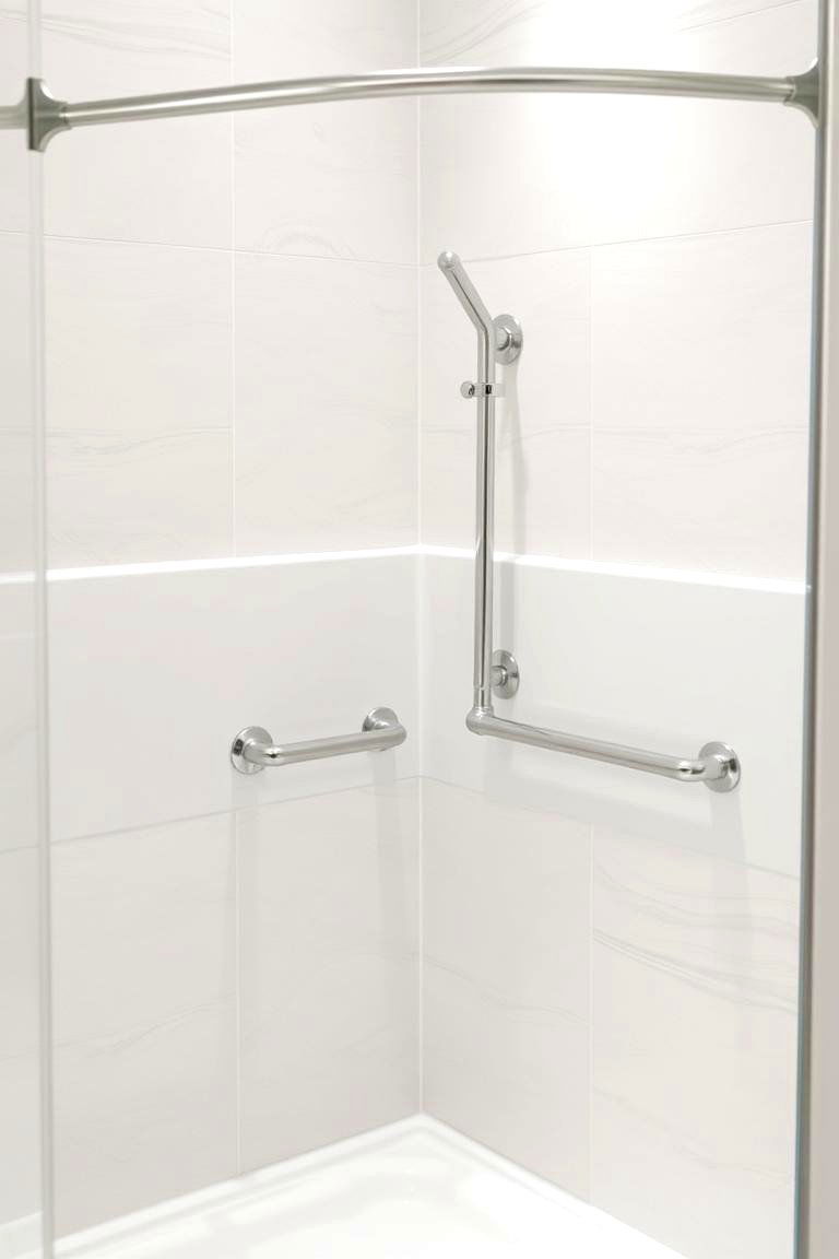 Safe Half Wall with a Handle for Stability - 24 Half-wall Shower Ideas