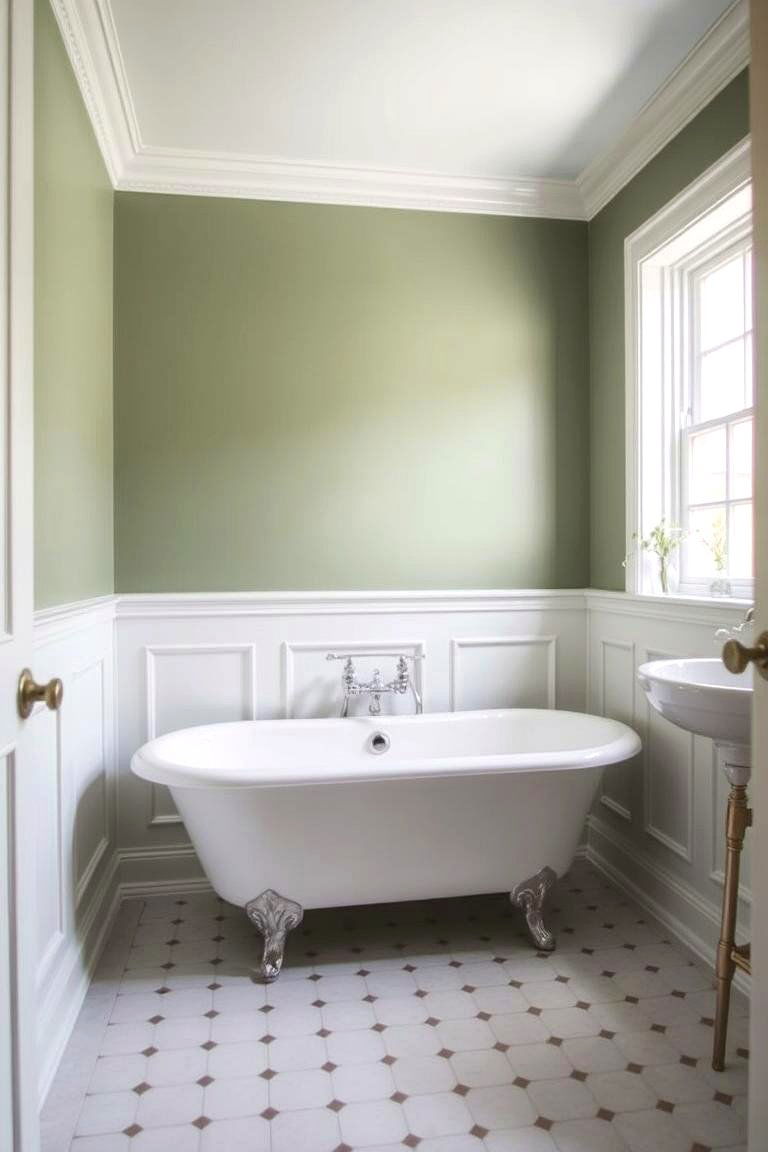 Sage Green Accent Wall - 24 Sage Green Bathroom Ideas