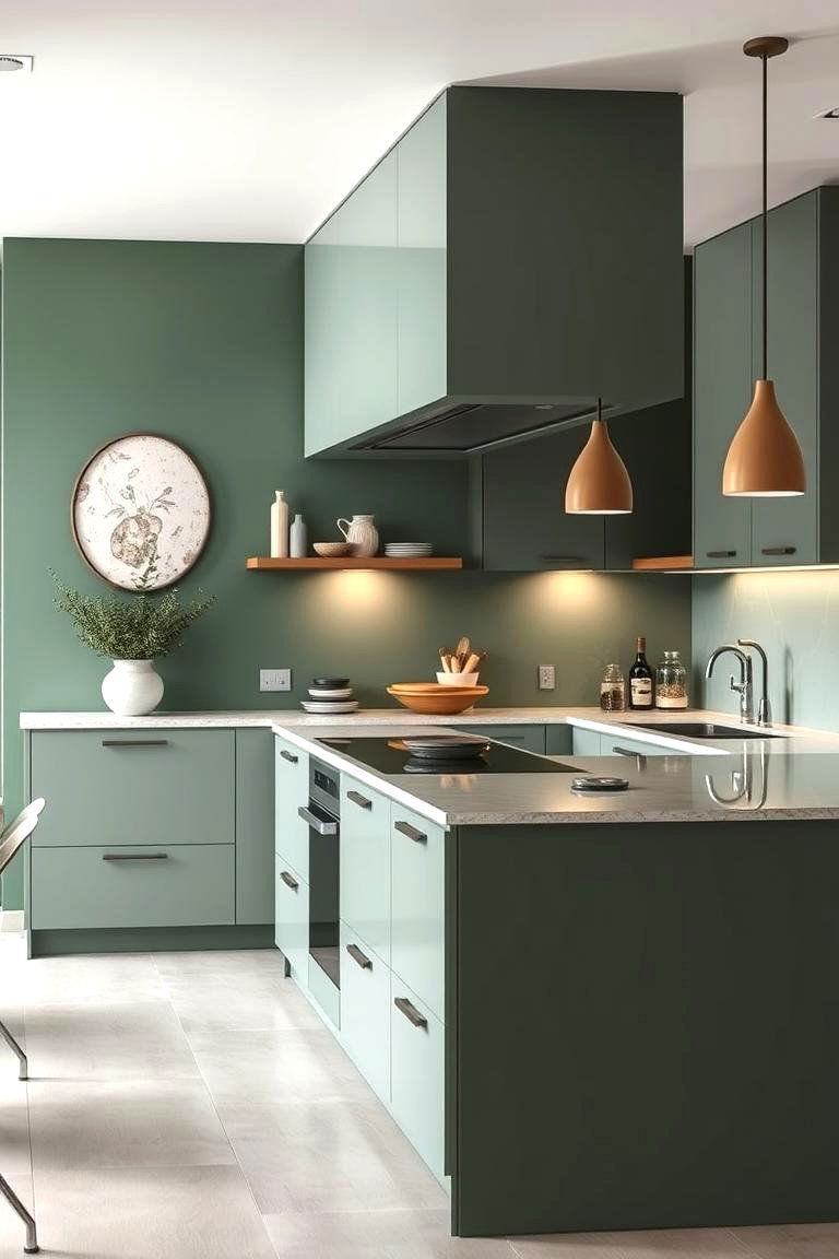 Sage Green Accent Walls - 24 Sage Green Kitchen Ideas