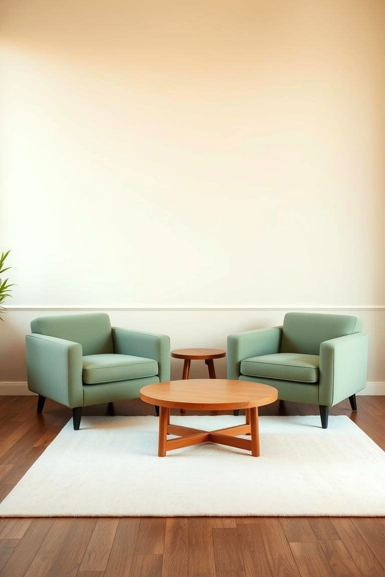 Sage Green Armchairs Against Cream Walls - 24 sage green and cream living room ideas
