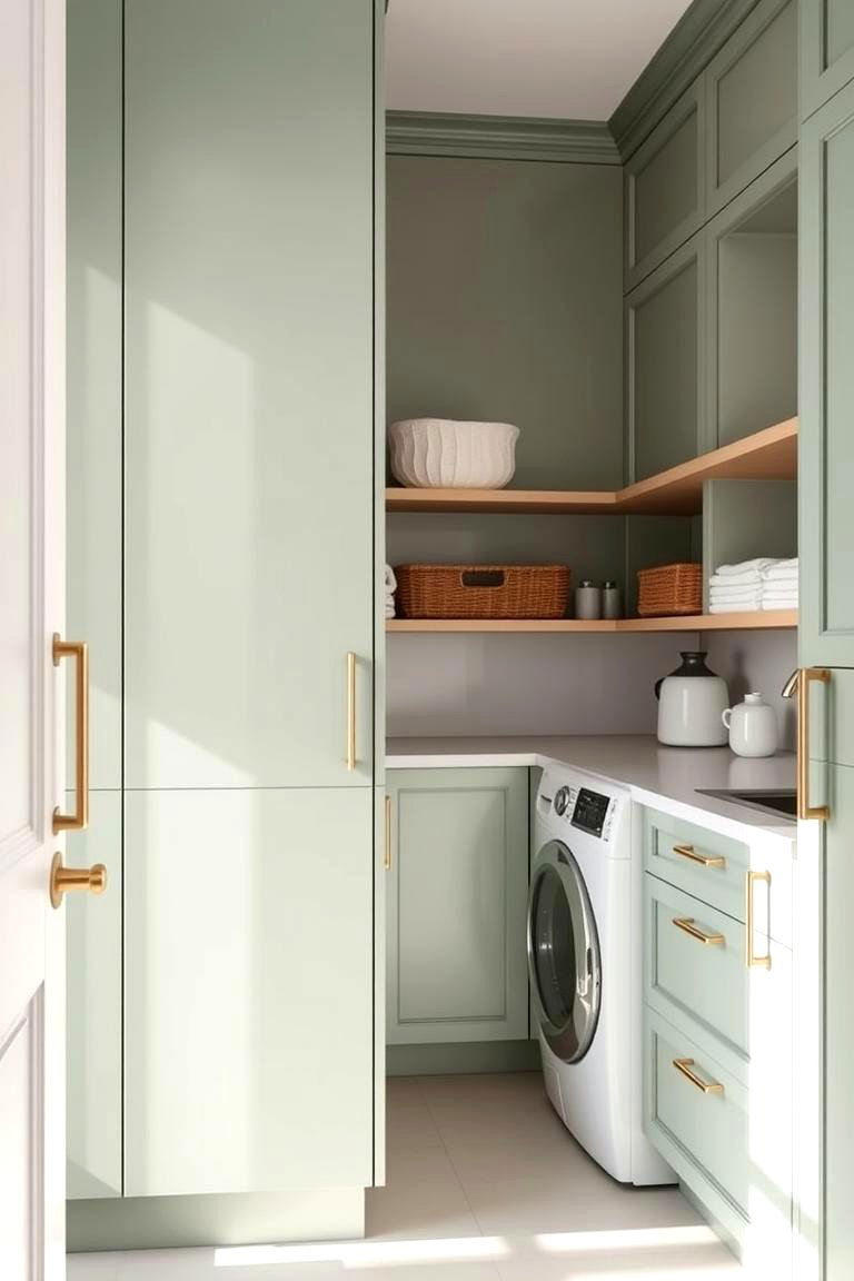 Sage Green Cabinetry - 24 Sage Green Laundry Room Ideas
