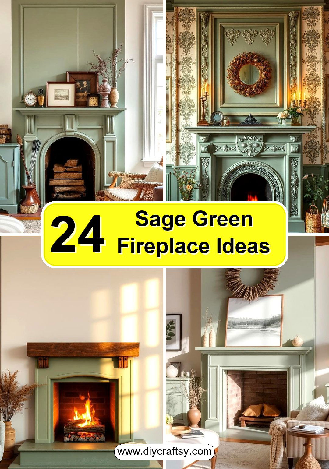 Sage Green Fireplace Ideas