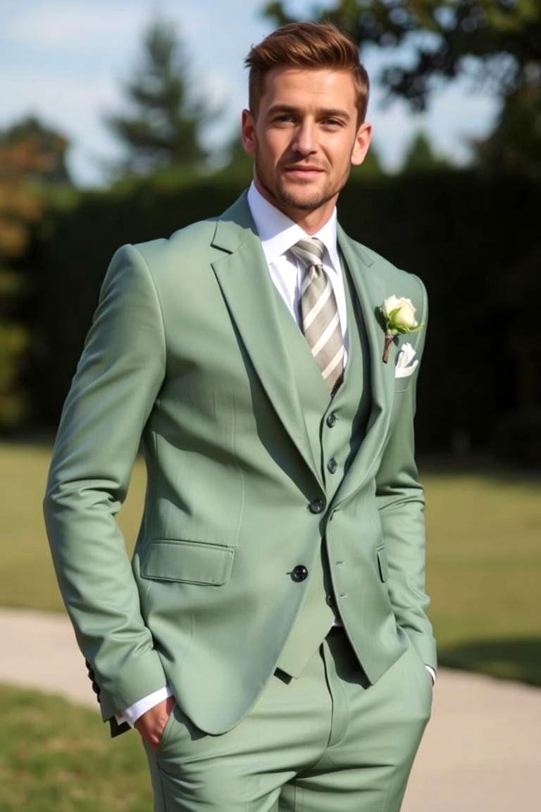 Sage Green Grooms Attire - 24 Sage Green Wedding Ideas