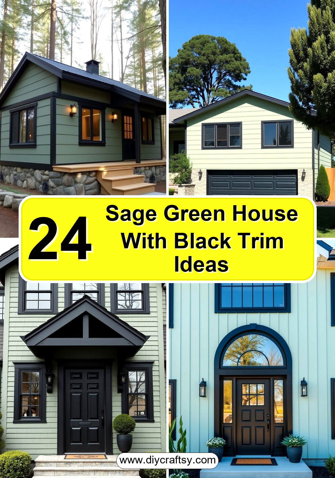 Sage Green House With Black Trim Ideas