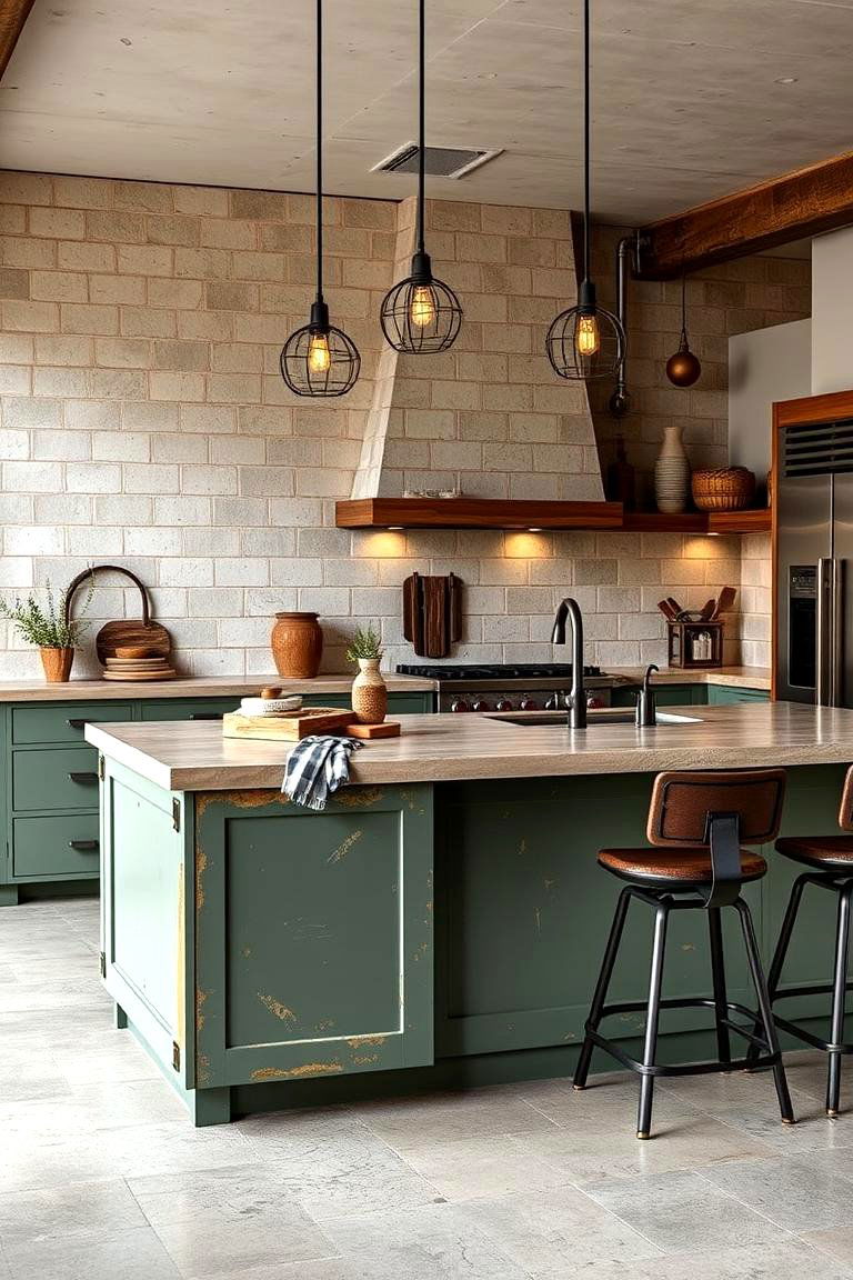 Sage Green Industrial Fusion - 24 Sage Green Kitchen Island Ideas