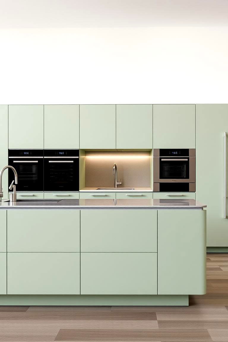 Sage Green Island with Built In Appliances - 24 Sage Green Kitchen Island Ideas