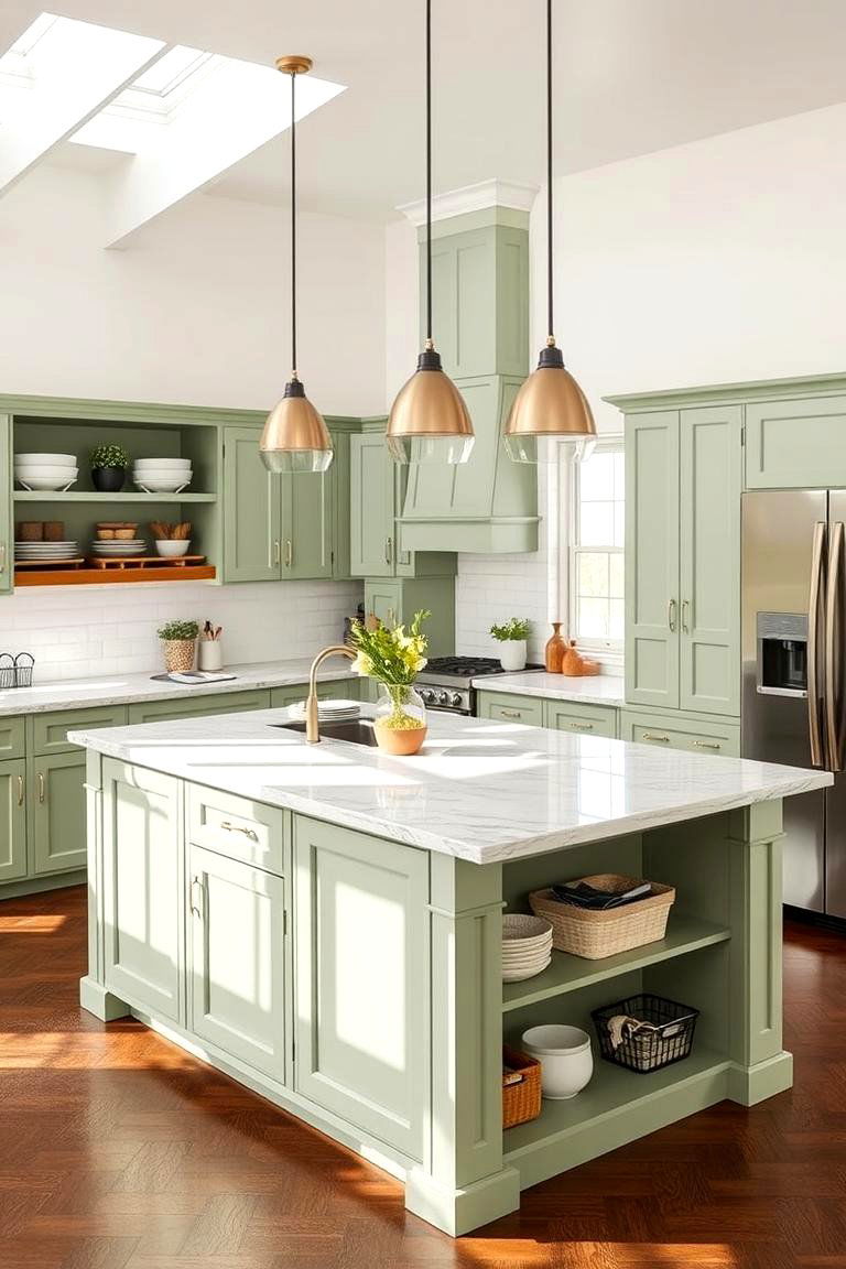 Sage Green Multifunctional Hub - 24 Sage Green Kitchen Island Ideas