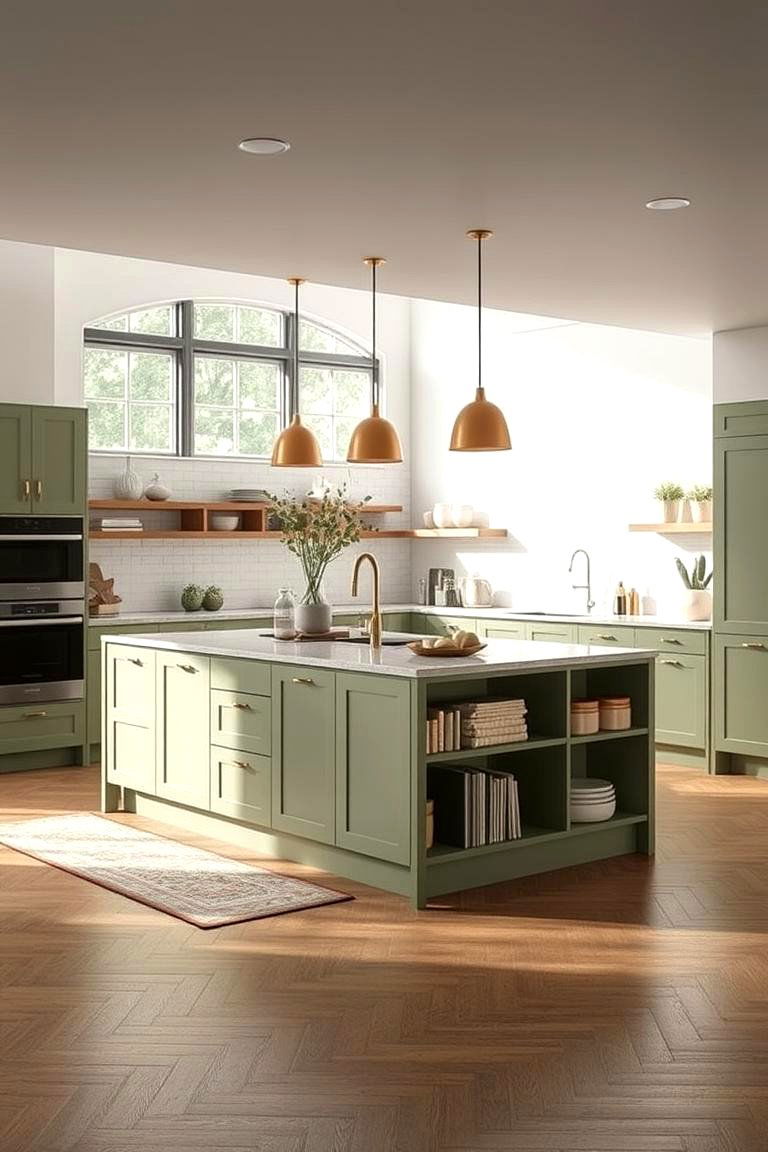 Sage Green Open Concept Flow - 24 Sage Green Kitchen Island Ideas