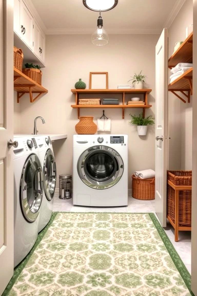 Sage Green Patterned Rugs - 24 Sage Green Laundry Room Ideas