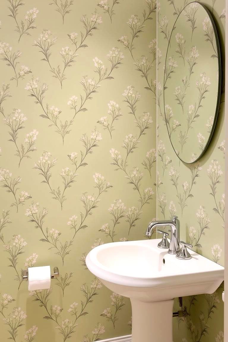 Sage Green Patterned Wallpaper - 24 Sage Green Bathroom Ideas