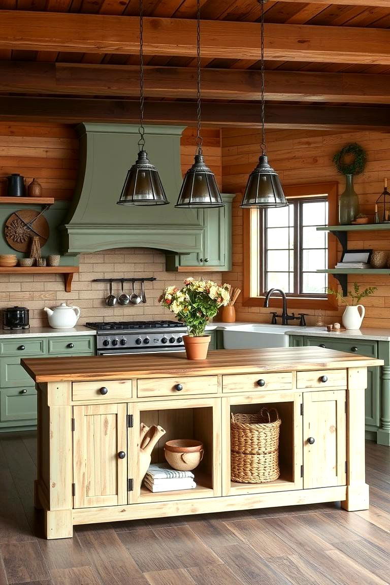 Sage Green Rustic Charm - 24 Sage Green Kitchen Island Ideas