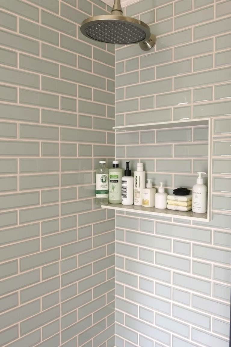 Sage Green Shower Niche - 24 Sage Green Bathroom Ideas