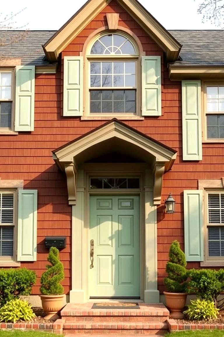 Sage Green Shutters on a Brown Trim House - 24 Sage Green House With Brown Trim Ideas
