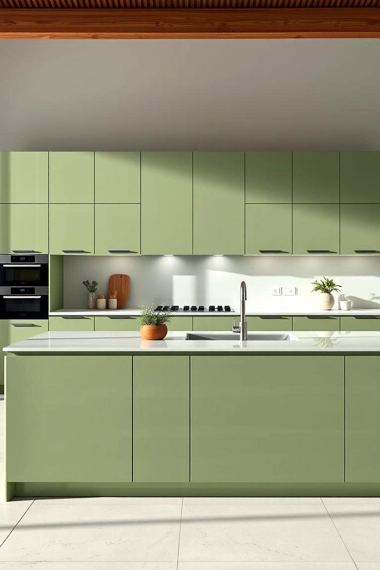 Sage Green Sleek Finishes - 24 Sage Green Kitchen Island Ideas