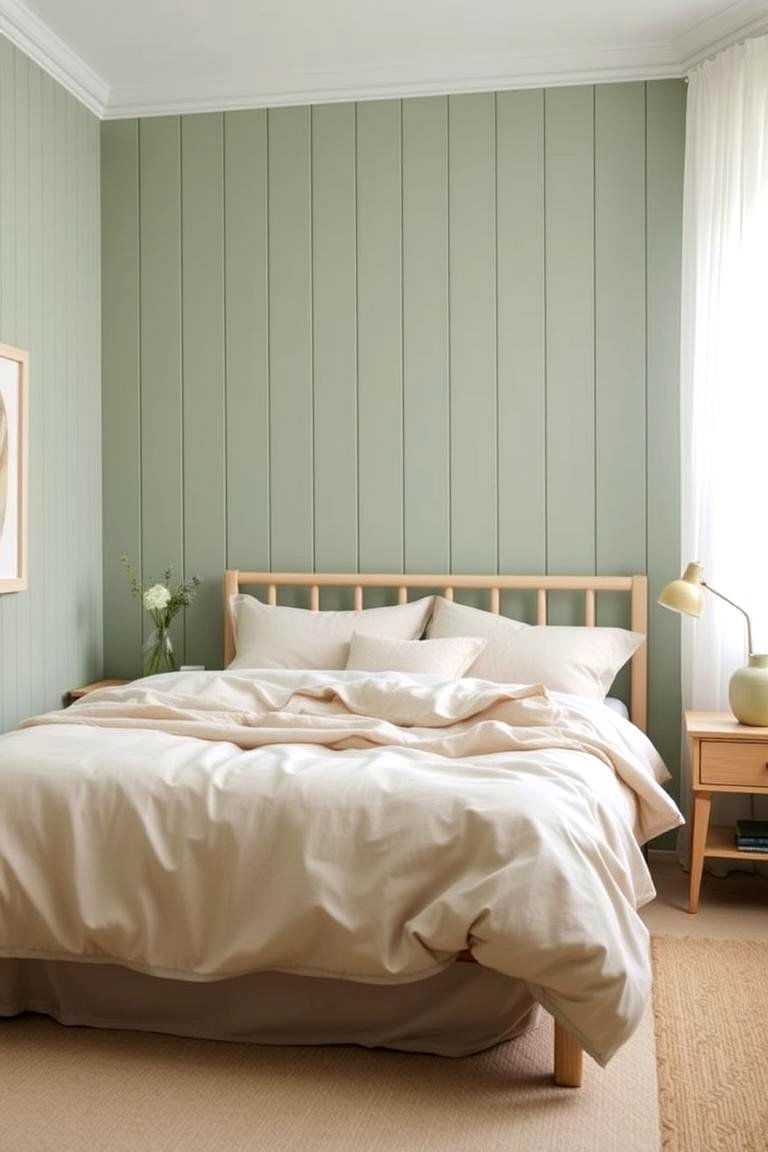 Sage Green Subtle Serenity Panelling - 24 Green Panelling Bedroom Ideas