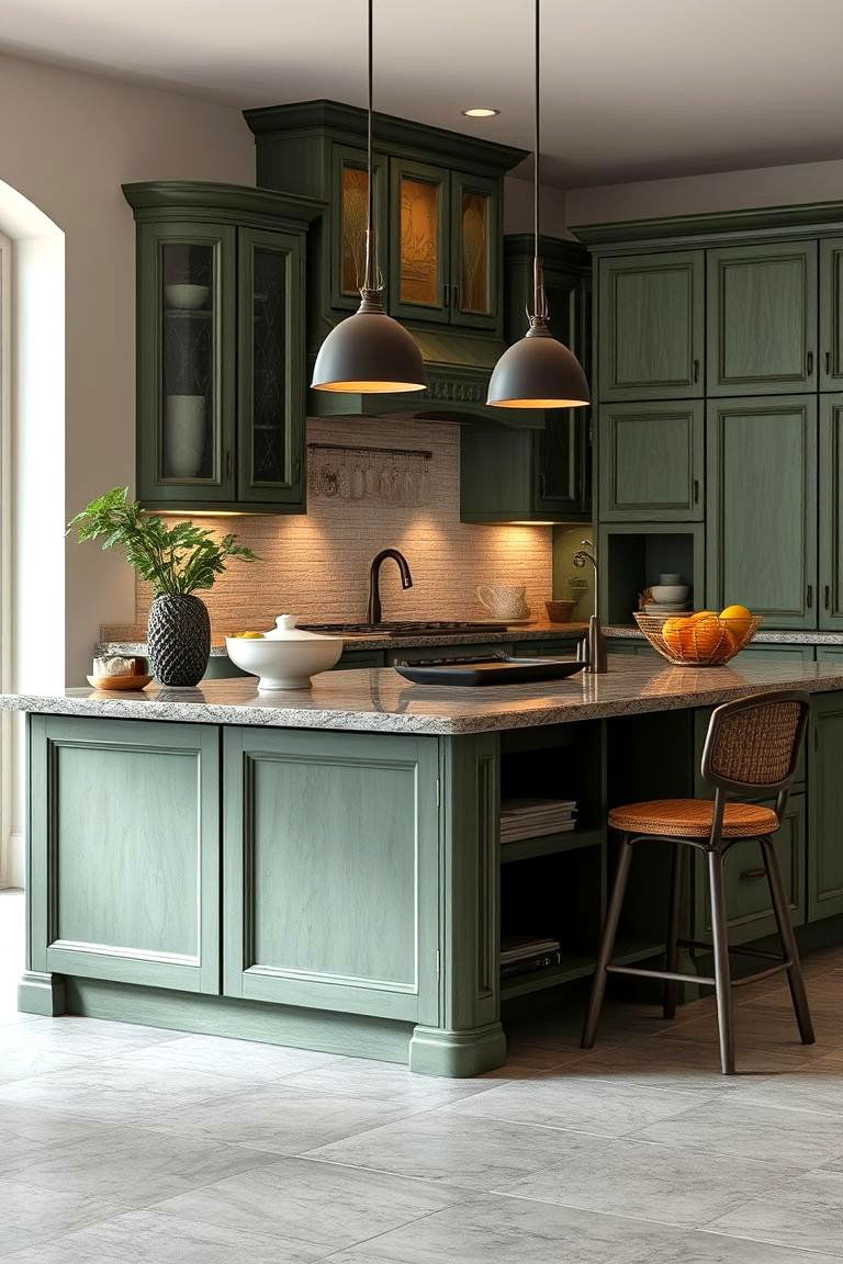 Sage Green Textured Finish - 24 Sage Green Kitchen Island Ideas
