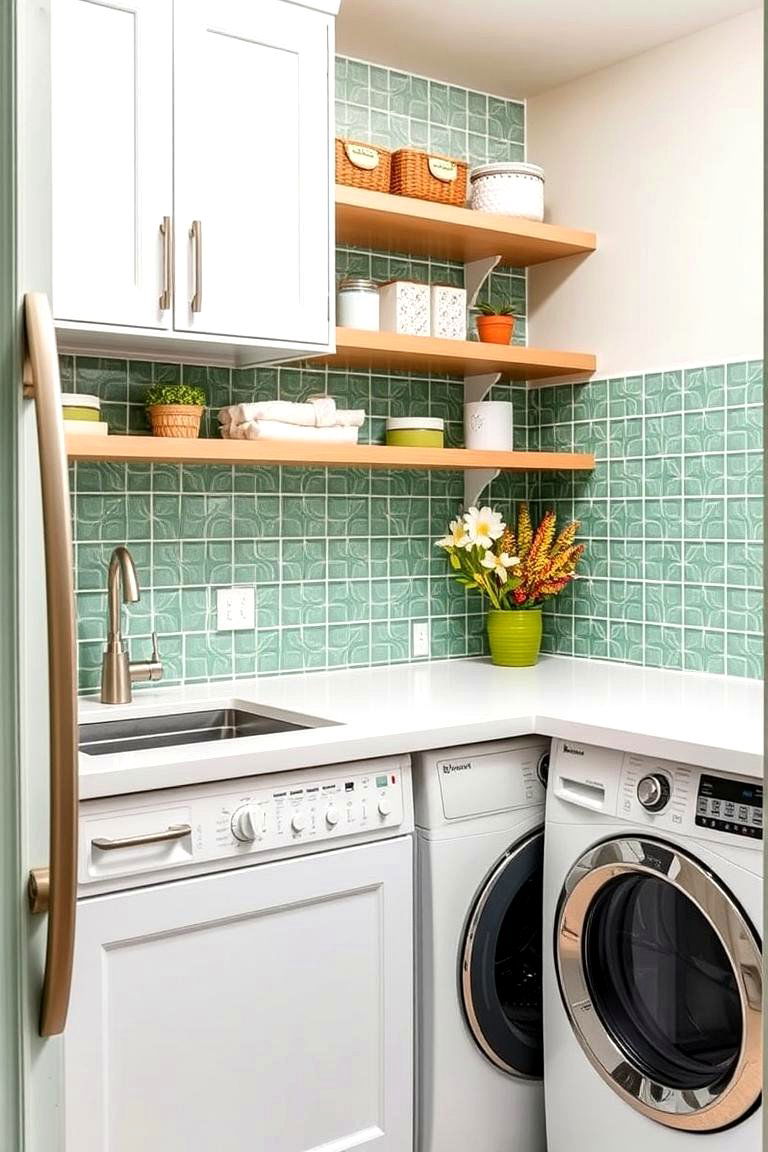 Sage Green Tile Backsplash - 24 Sage Green Laundry Room Ideas