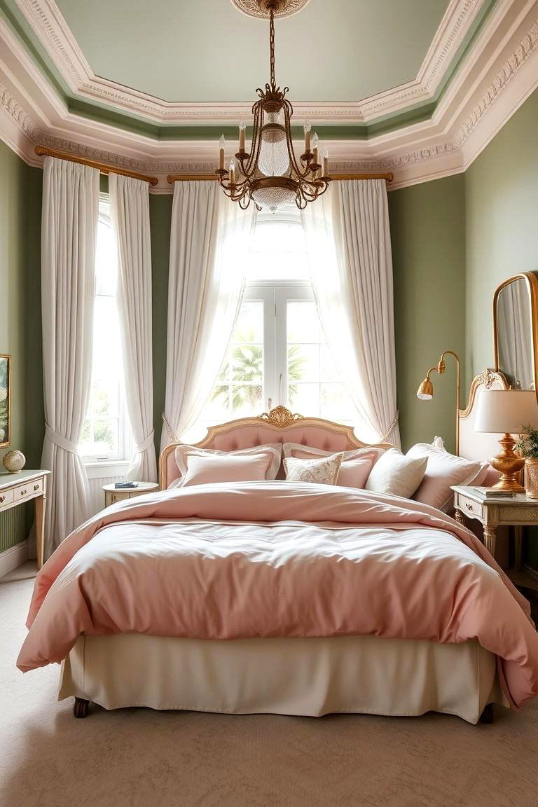 Sage Green Tranquility with Rose Undertones - 24 Pink and Green Bedroom Ideas