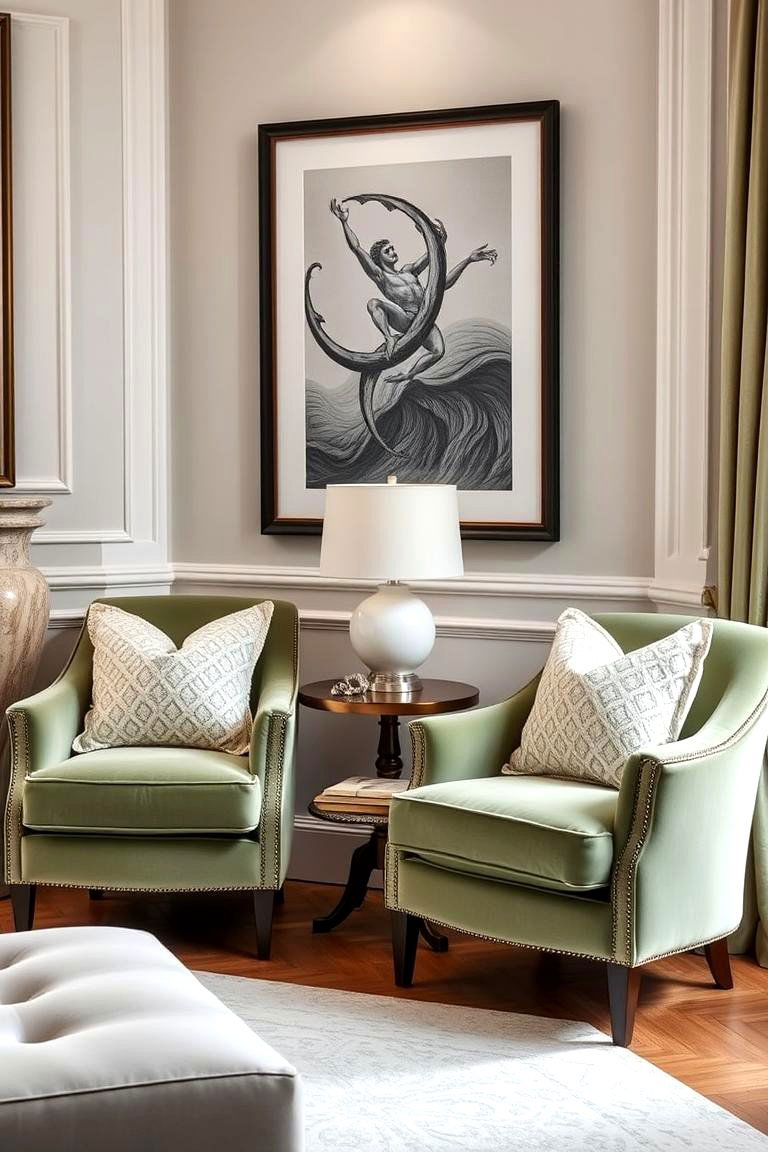 Sage Green Velvet Armchairs for a Touch of Luxury - 24 sage green and cream living room ideas