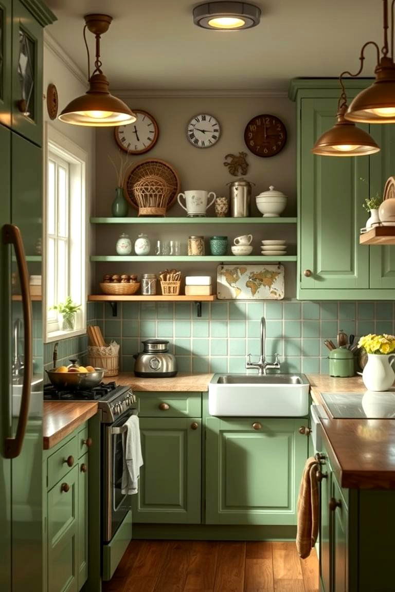 Sage Green Vintage Accents - 24 Sage Green Kitchen Ideas