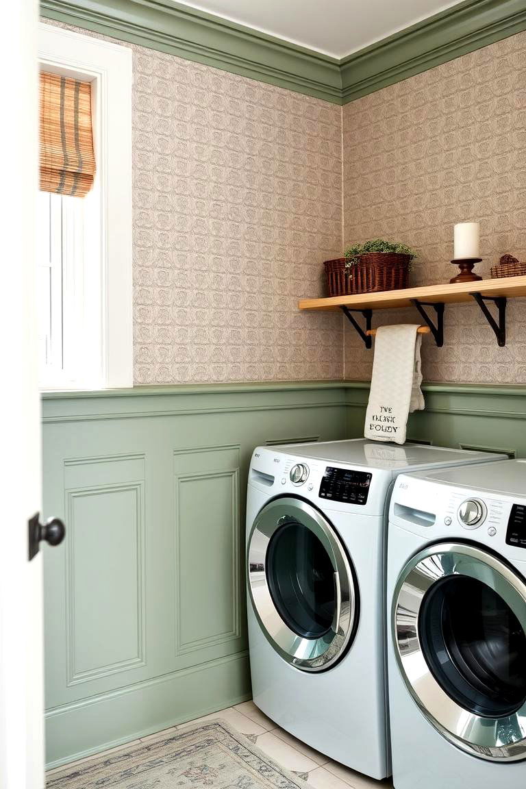 Sage Green Wainscoting - 24 Sage Green Laundry Room Ideas