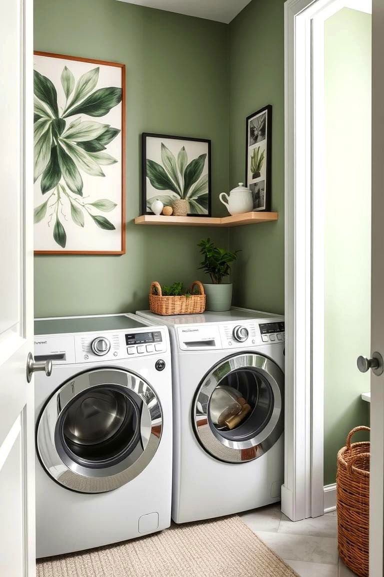 Sage Green Wall Art - 24 Sage Green Laundry Room Ideas