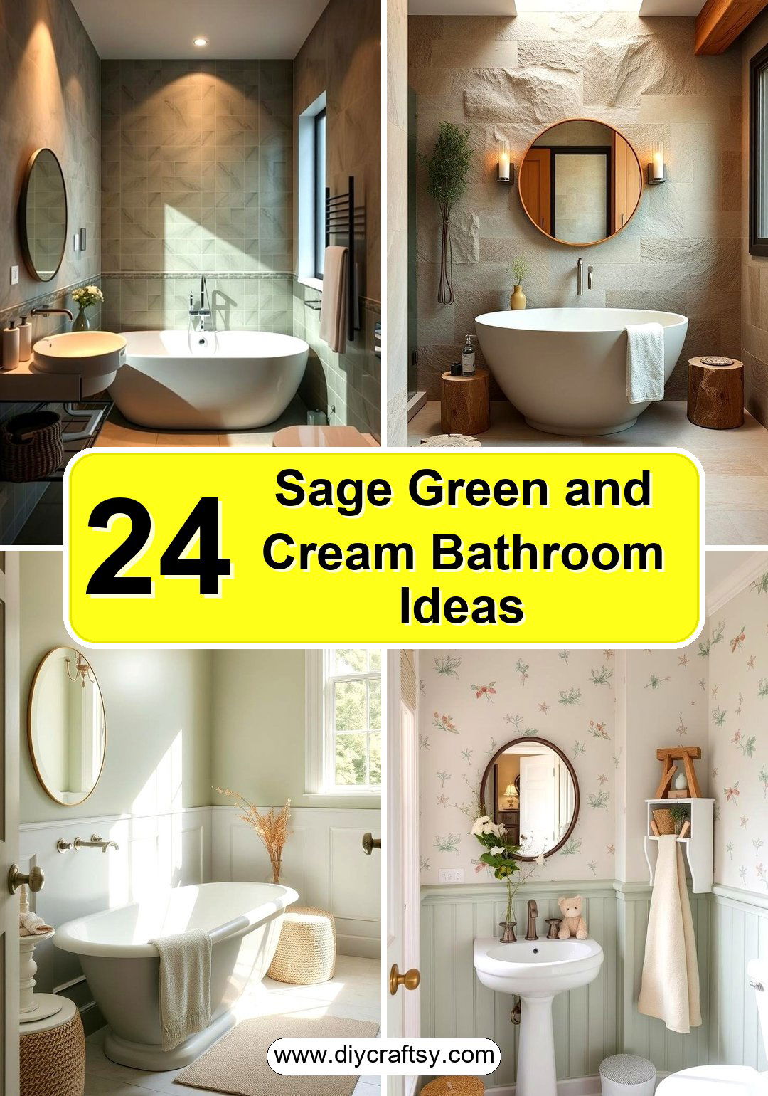 Sage Green and Cream Bathroom Ideas