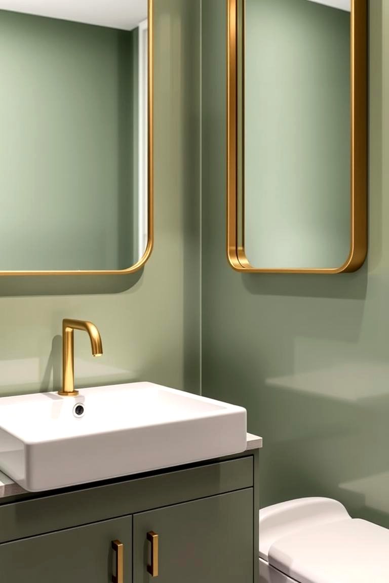 Sage Green and Gold Accents - 24 Sage Green Bathroom Ideas