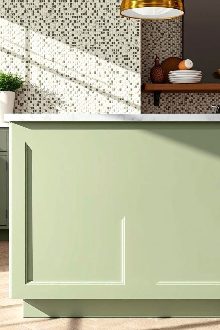 Sage Green with Patterned Backsplash - 24 Sage Green Kitchen Island Ideas