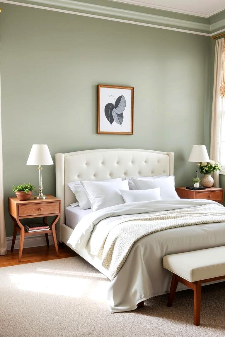 Sage Serenity Walls - 24 Green Bedroom Ideas