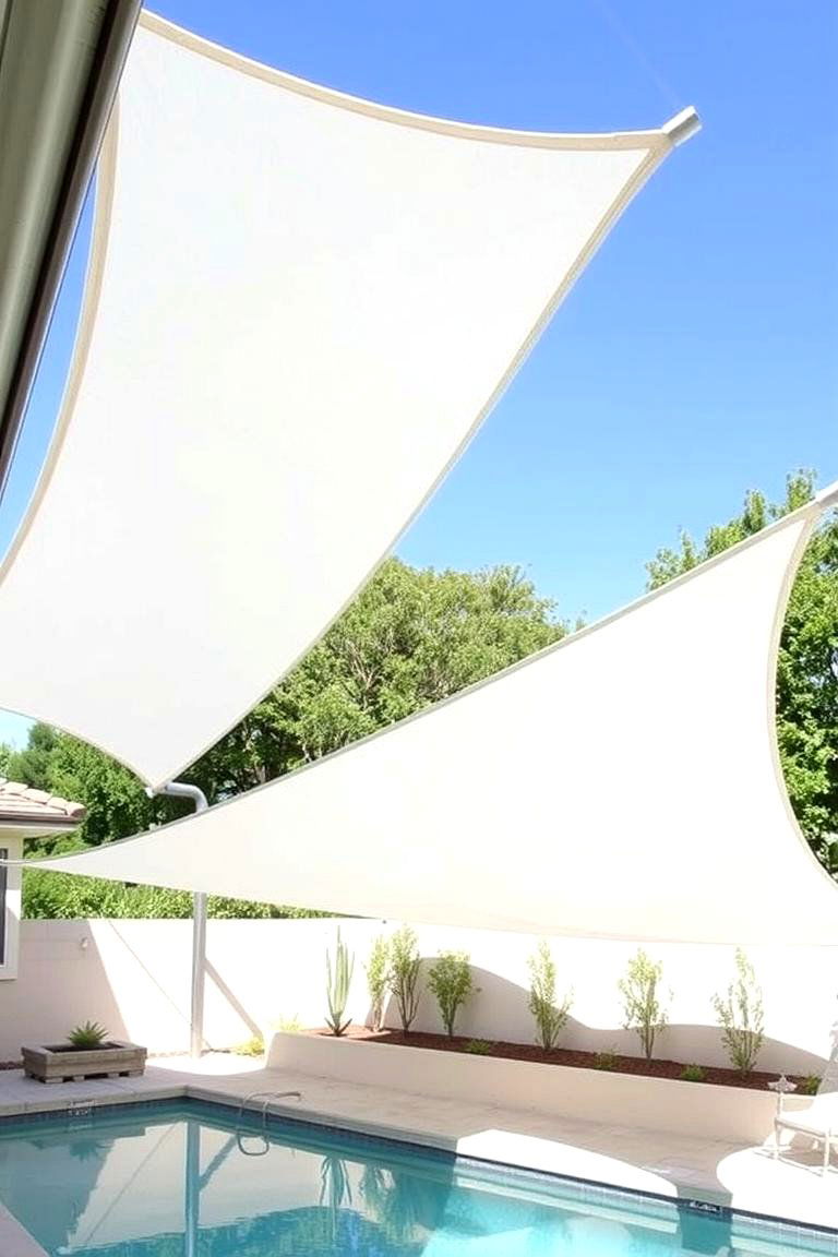 Sail Like Fabric Panels on Frames - 24 Pool Shade Ideas