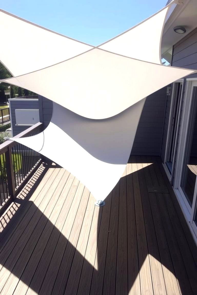 Sail Shade Canopy - 24 Partially Covered Deck Ideas