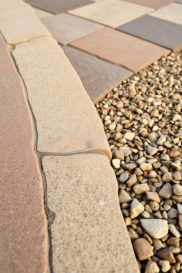 Sandstone Edge with Natural Gravel - 24 Gravel Driveway Edging Ideas