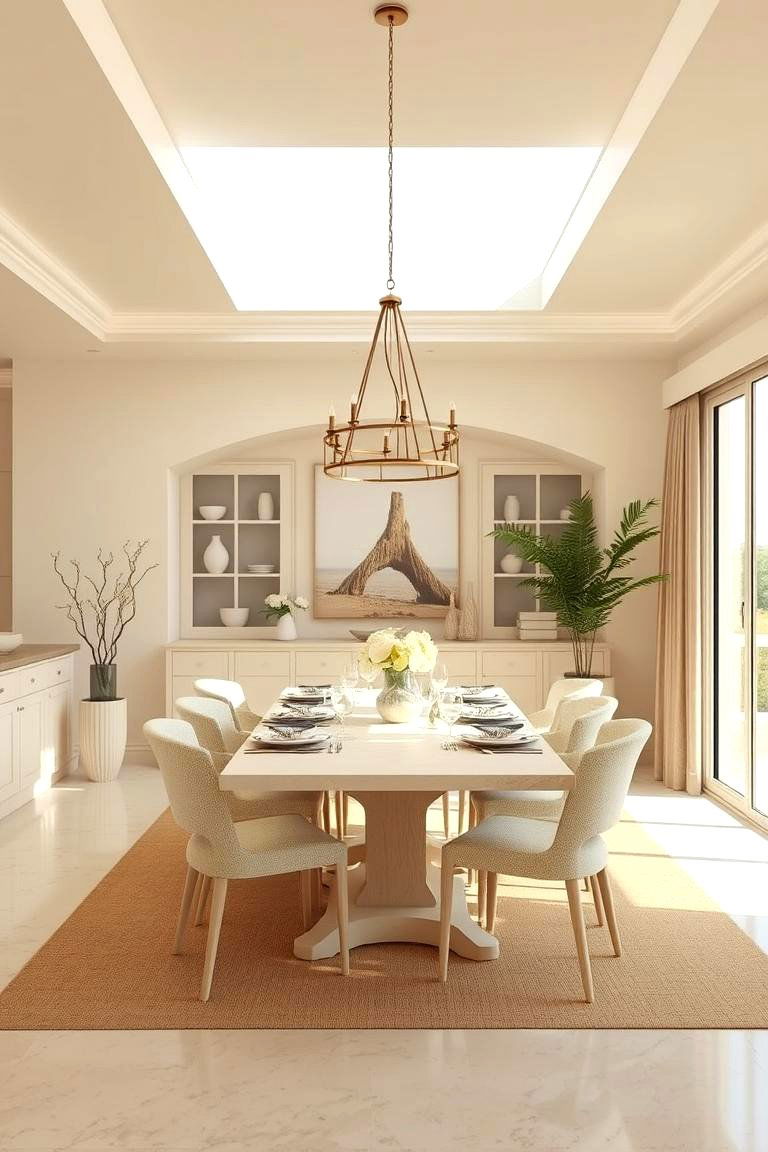 Sandy Neutral Palette - 24 Coastal Dining Room Ideas