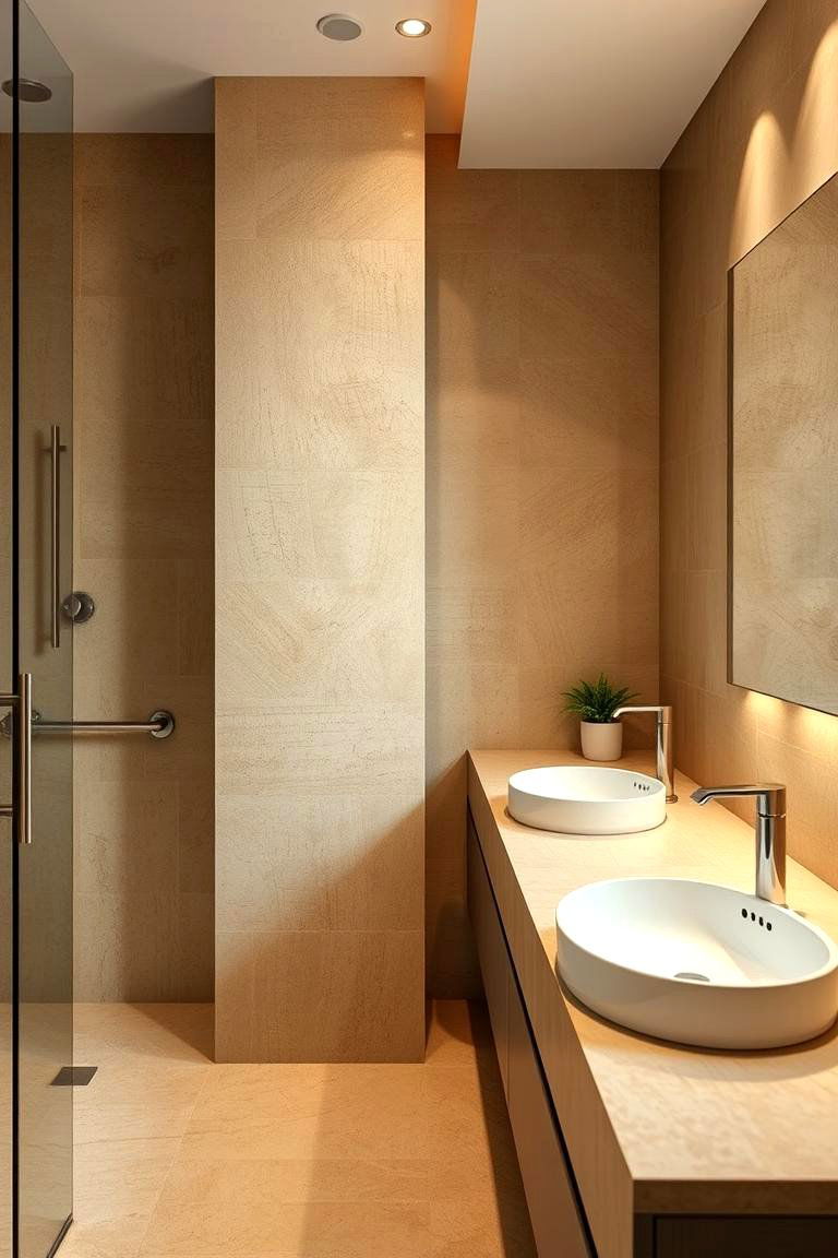 Sandy Textures - 24 Coastal Bathroom Ideas