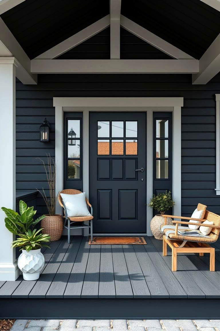 Scandinavian Black Design Porch - 24 Black Porch Ideas