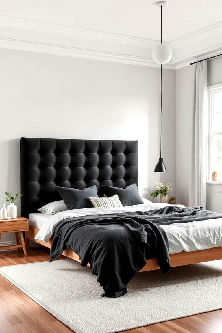 Scandinavian Edge - 24 Black Headboard Bedroom Ideas