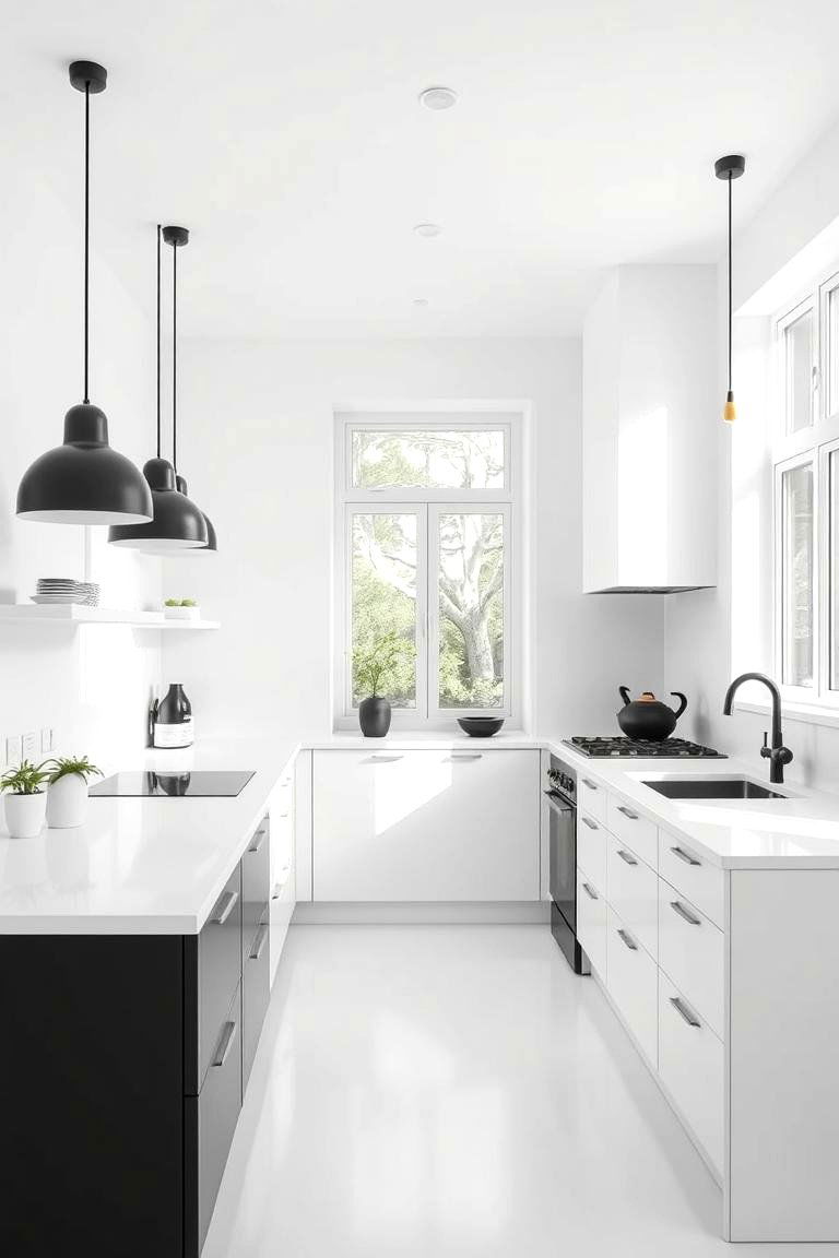 Scandinavian Inspired Black and White Kitchen - 24 Black and White Kitchen Ideas