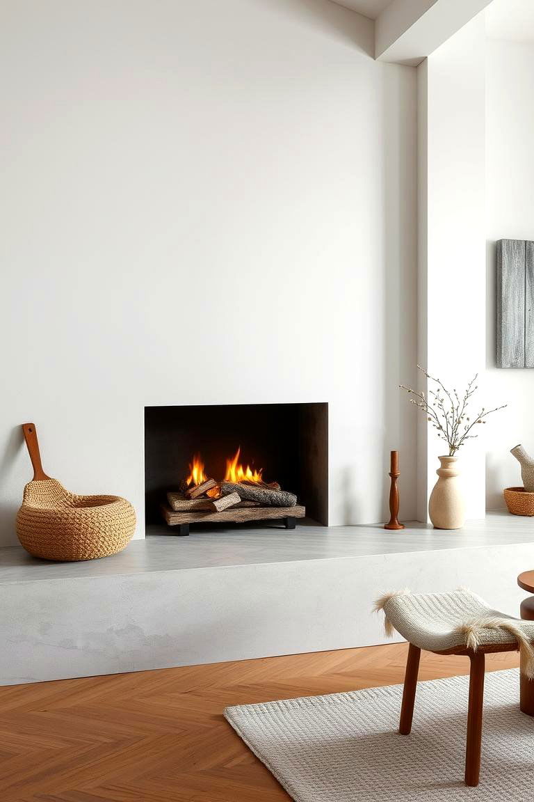 Scandinavian Inspired Concrete Hearth - 24 Concrete Fireplace Ideas