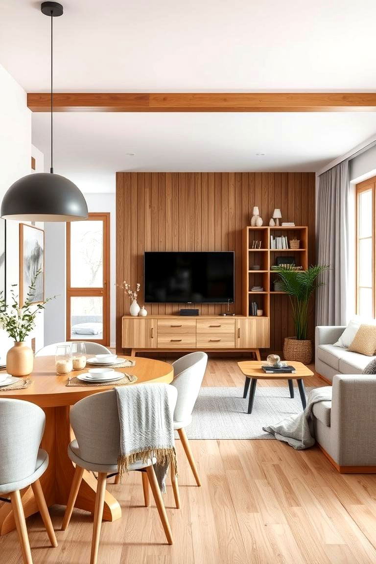 Scandinavian Inspired Cozy Space - 24 Small Living Room Ideas With Tv and Dining Table