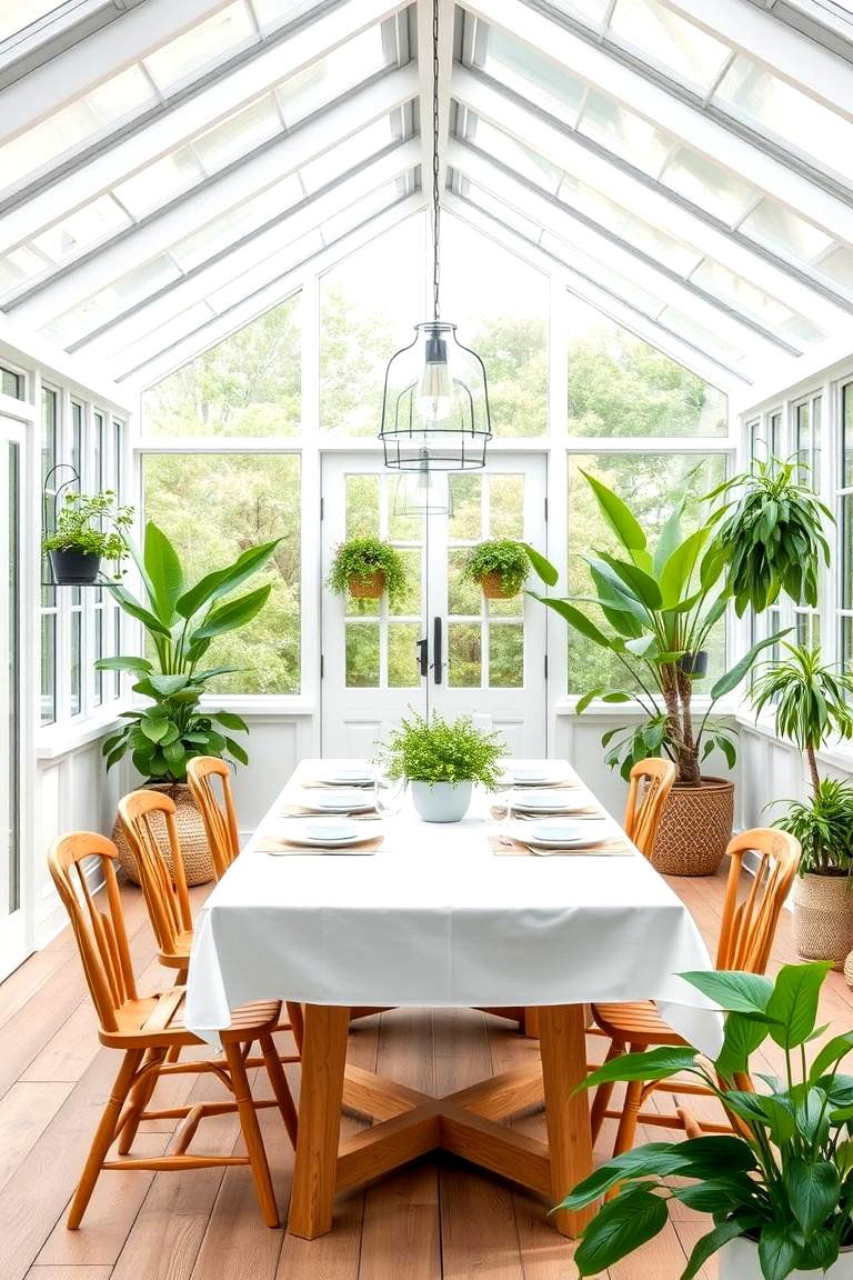 Scandinavian Inspired Greenhouse - 24 Greenhouse Dining Room Ideas