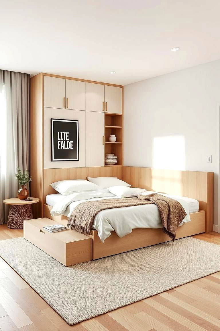 Scandinavian Inspired Minimalist Corner Bed - 24 Corner Bed Ideas