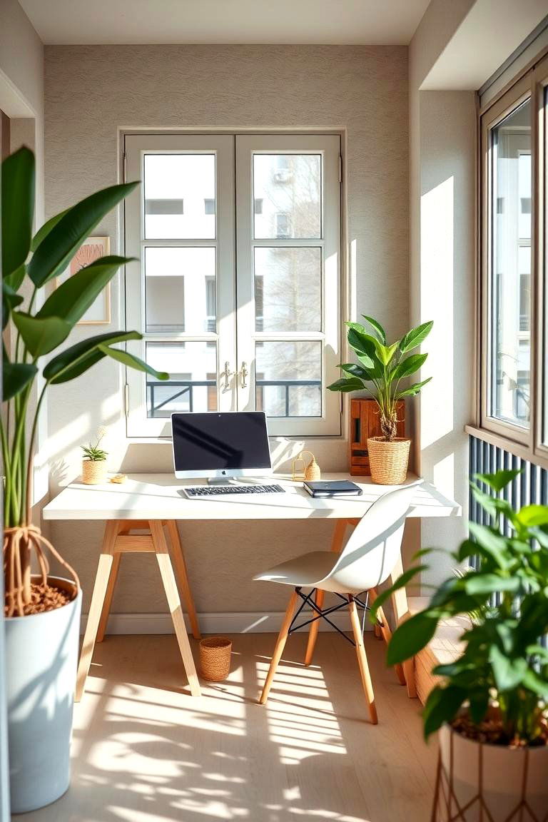 Scandinavian Inspired Workspace - 24 Balcony Office Ideas