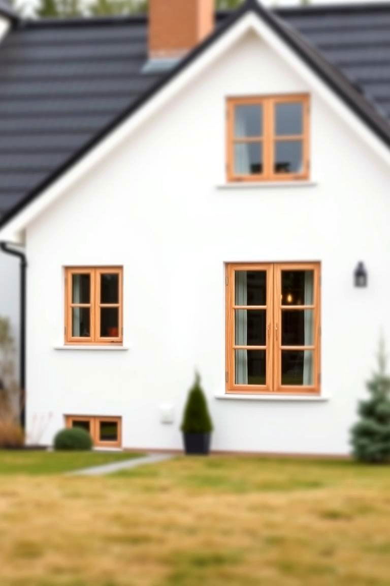 Scandinavian Inspired with Wood Accents - 24 White Exterior Home with a Black Roof Ideas