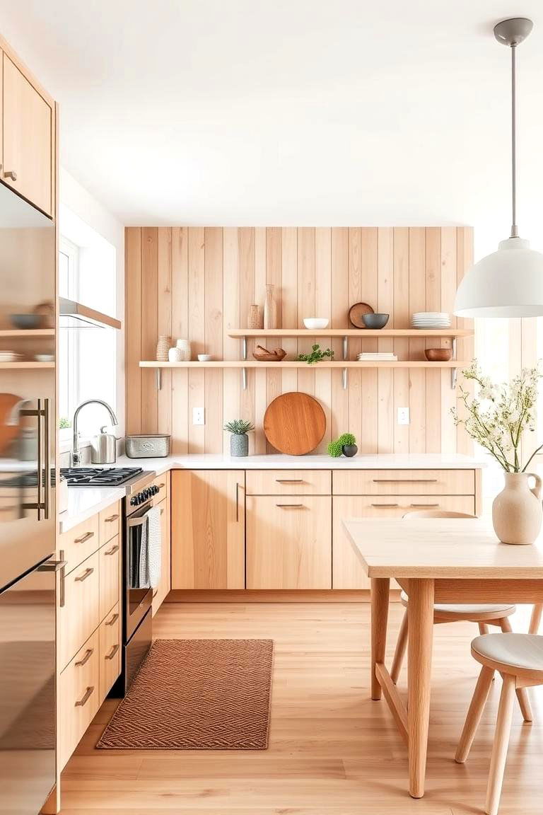 Scandinavian Light Wood - 24 Kitchen Wainscoting Ideas