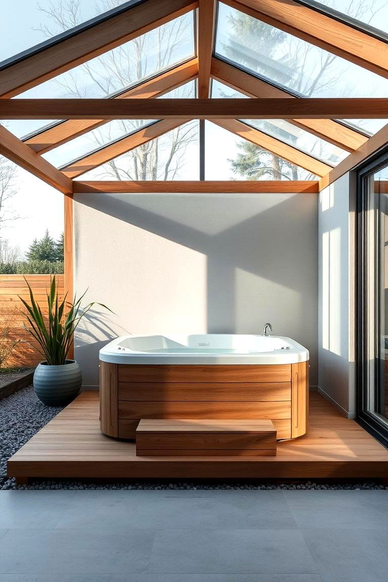 Scandinavian Minimalist Enclosure - 24 Hot Tub Enclosure Ideas