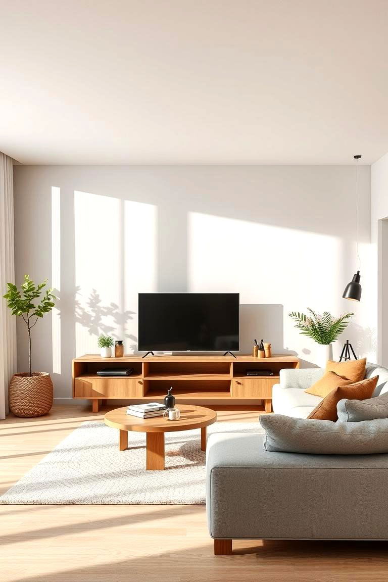 Scandinavian Minimalist TV Setup - 24 Small Living Room Ideas With Tv
