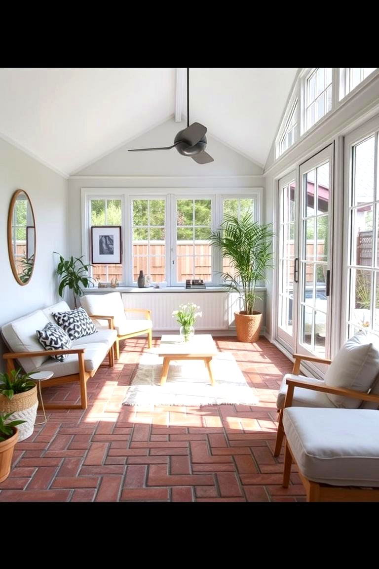 Scandinavian Simplicity - 24 Brick Floor Sunroom Ideas
