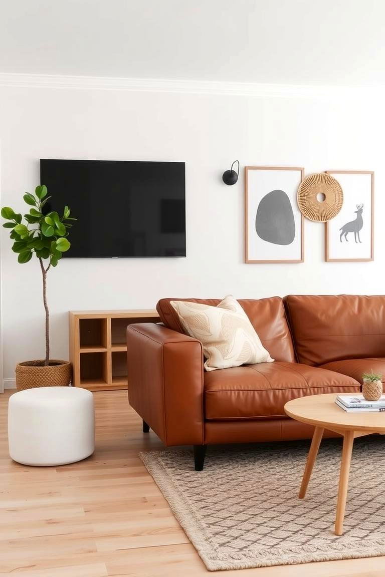 Scandinavian Simplicity - 24 Brown Leather Couch Living Room Ideas